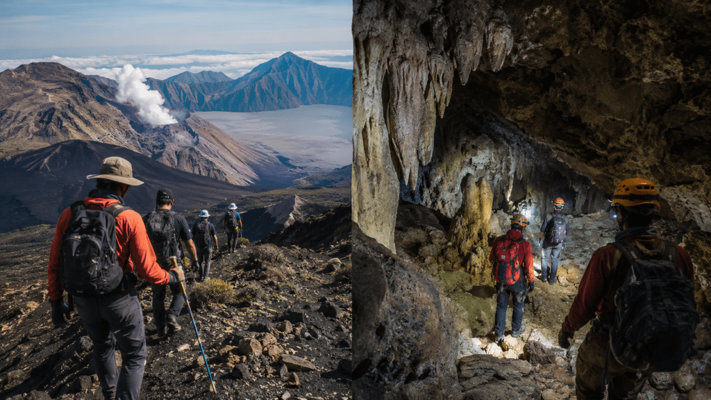 Perbandingan petualangan gunung api dan caving gua karst